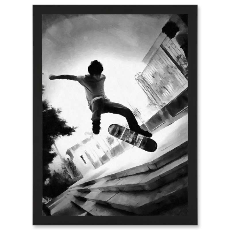 Skateboarder Trick - Single Picture Frame Print