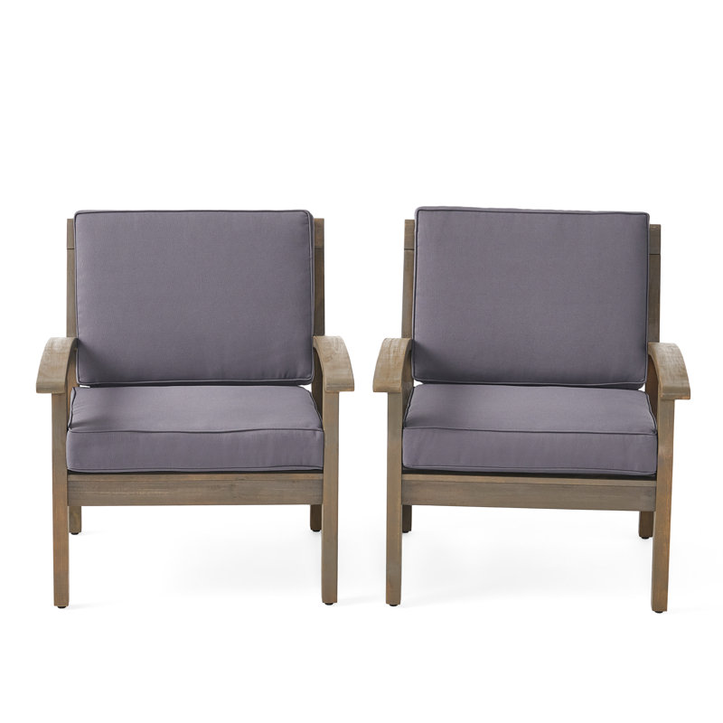 Claytor Acacia Outdoor Lounge Chair, Dark Gray, Gray