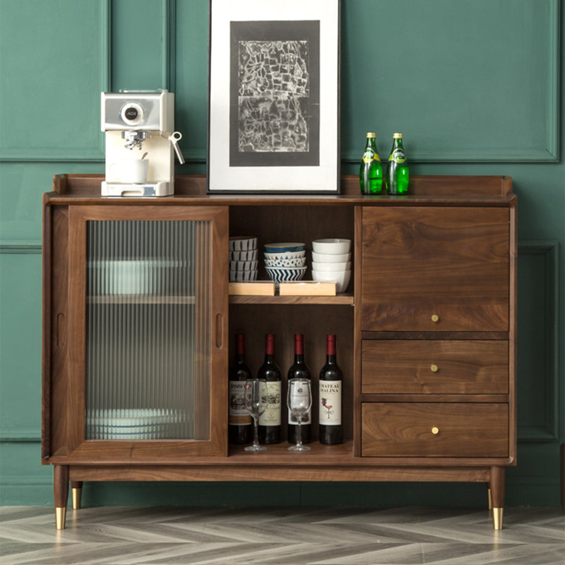 Buffet en bois de noyer massif, H 39,37 po x l 47,24 po x P 15,75 po