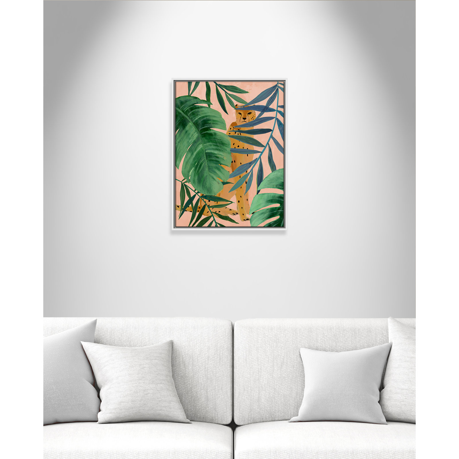 Allie "Silent Jungle" Painting by Isabelle Z, 25.5" H x 19.5" W x 2" D, White Framed Canvas