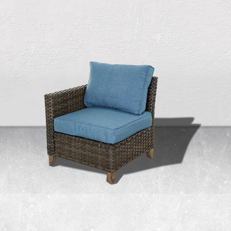 Chaise de patio avec coussins Umeh Design, Accoudoir droit bleu paon