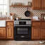 Cuisinière électrique professionnelle de 30 po avec panneau de commande inclinable Kostch, plaque de cuisson à 5 éléments, four à convection véritable de 4,8 pieds cubes, friture à air et autonettoyante en noir-129215569