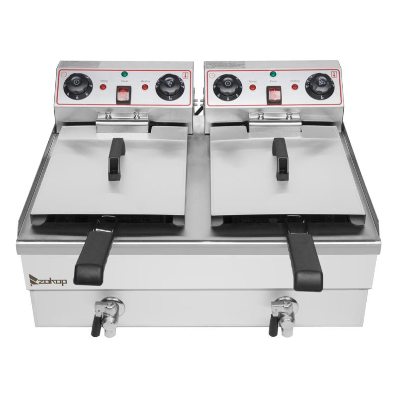Rebuyhome 5000 Watt 23.6 2 Basket Deep Fryer with Timer