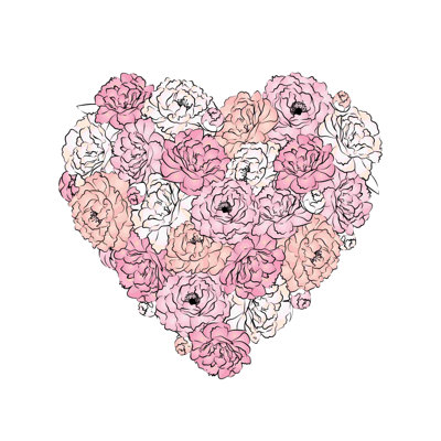 Peony Heart - peinture sur toile tendue