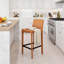 Tabouret de bar H 26 po entièrement assemblé, tabouret de bar rembourré en cuir Saddle avec siège rembourré, tabouret de bar à hauteur de comptoir avec repose-pieds à structure métallique pour comptoir de bar pour îlot de cuisine, orange-2110765625-2110897006