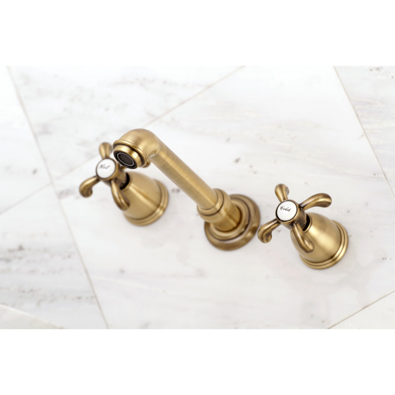 Kingston Brass French Country Two-Handle 3-Hole Wall Mount Roman Tub Faucet, Vintage Brass