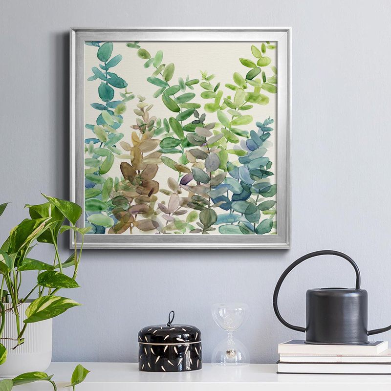 Eucalyptus Grove - Peinture sur toile encadrée, Argent, H 26,5 po x l 26,5 po x P 1,5 po