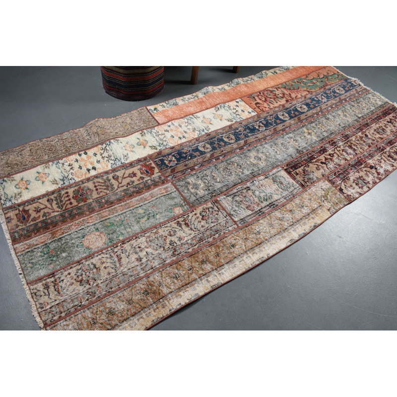 Vintage Rug, 4.1x9.2 ft Area Rugs, Brown Anatolian Rugs, Turkish Rugs, Bedroom Rugs