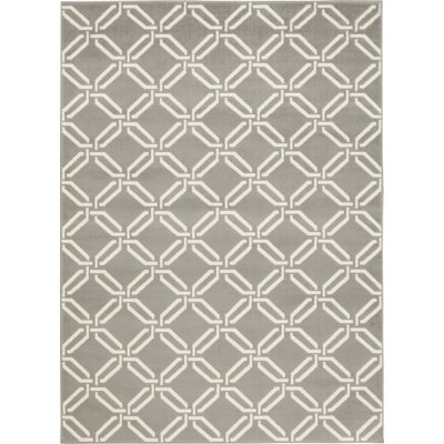 6' X 9' Gray and Ivory Trellis Area Rug