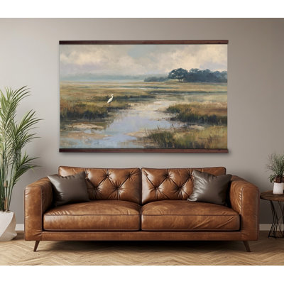 Art mural prêt à accrocher Marshland with Egret