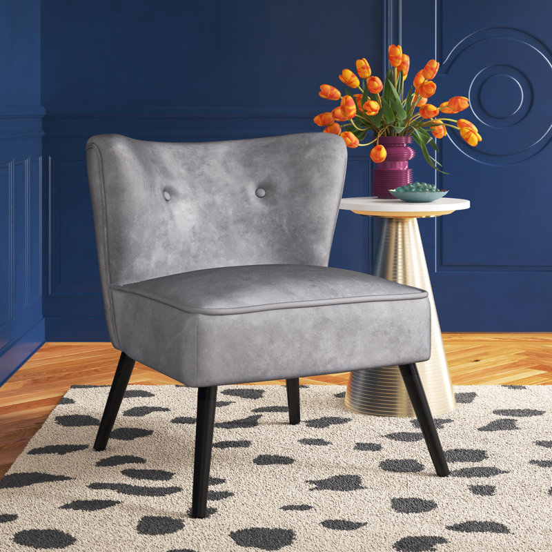 Philip Velvet Slipper Chair, Grey
