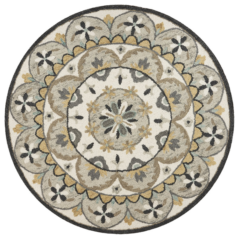 Hand-Tufted Natural Wool Transitional Indoor Round Area Rug, Round 6'
