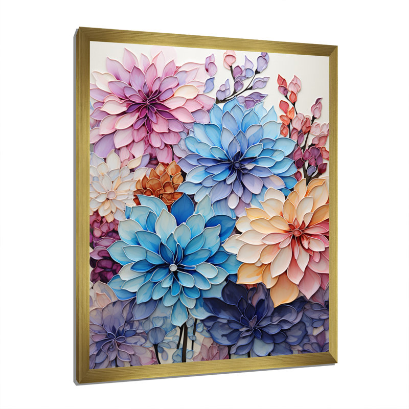 «Purple Tranquil Petals V», reproduction sur toile, H 32 po x l 16 po x P 1 po, Cadre doré simple