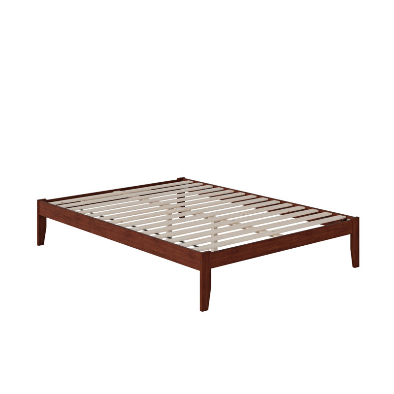 Javaunte Solid Wood Platform Standard Bed, Walnut, Queen