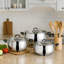 Ensemble de 6 pièces de batterie de cuisine empilables Serenk Modernist en acier inoxydable 18/10 avec couvercles en verre