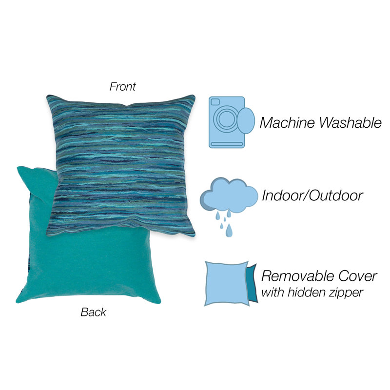 Blue Striped Polyester Rectangular Indoor/Outdoor Pillow