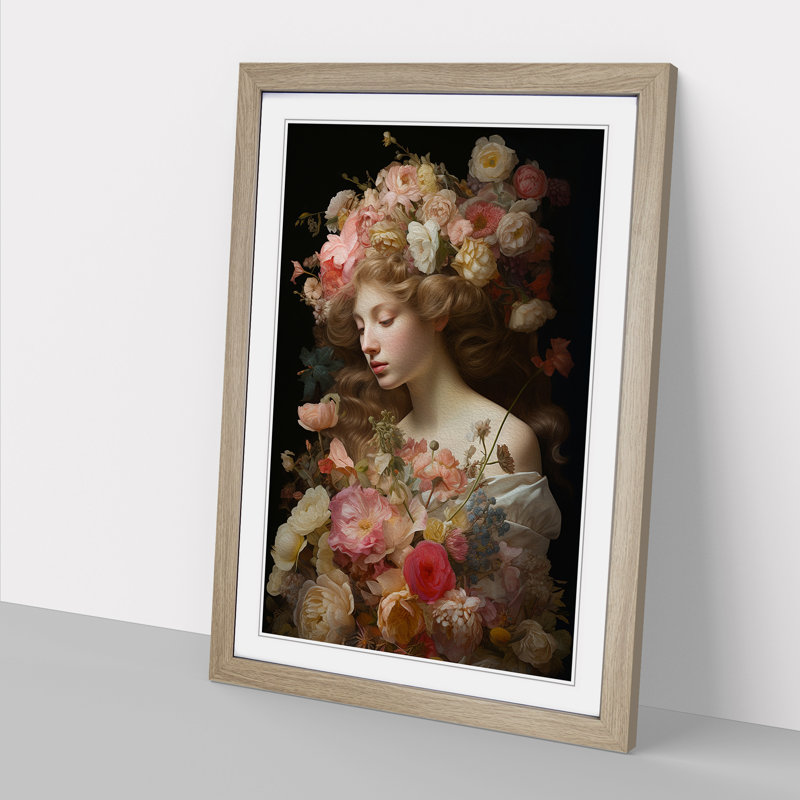 Floral Renaissance - Framed Print, 46cm H x 34cm W x 2cm D, Oak