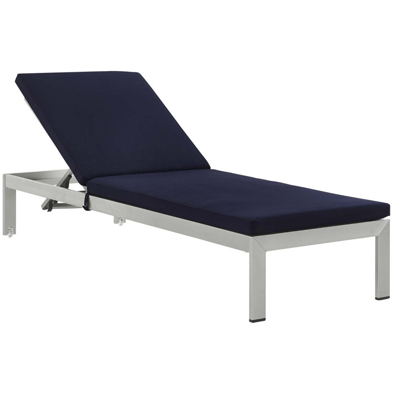 Chaise longue inclinable de 76 po avec coussins Shore, Bleu marine