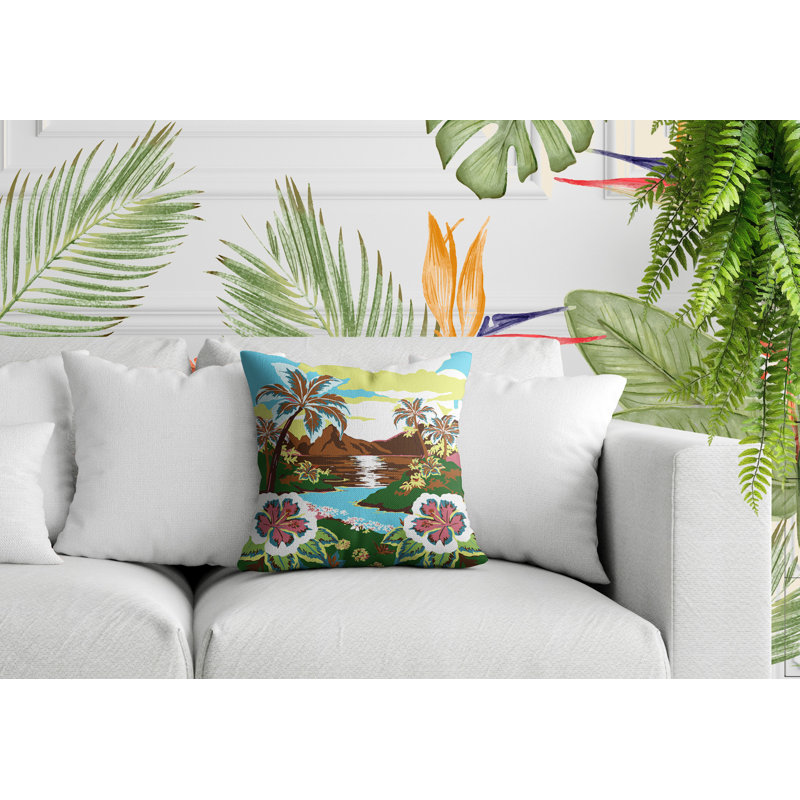 Oreiller carré réversible intérieur / extérieur Kekoa, Vert, Carré 15 po