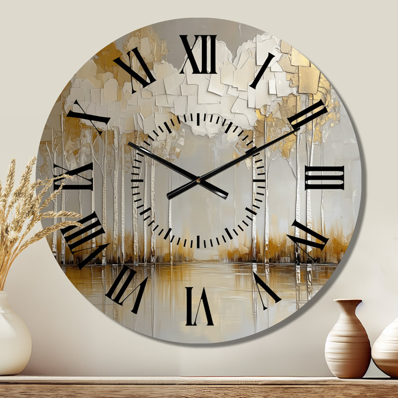 Horloge murale rustique silencieuse en métal Modern Forest Horizon II, Petit