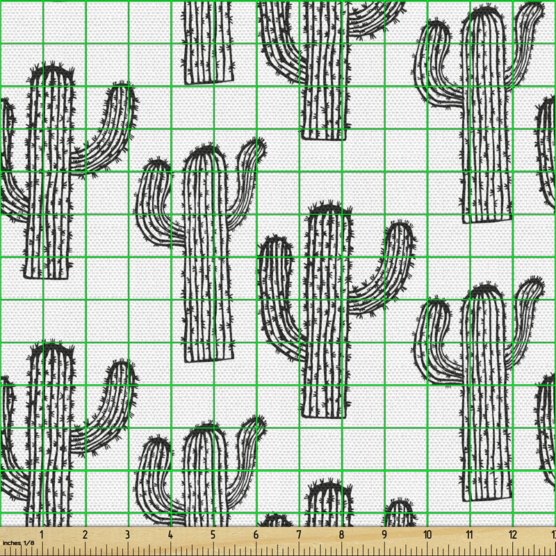 Chonna Repetitive of Outline Exotic Cactus Plants Multi-Purpose Fabric