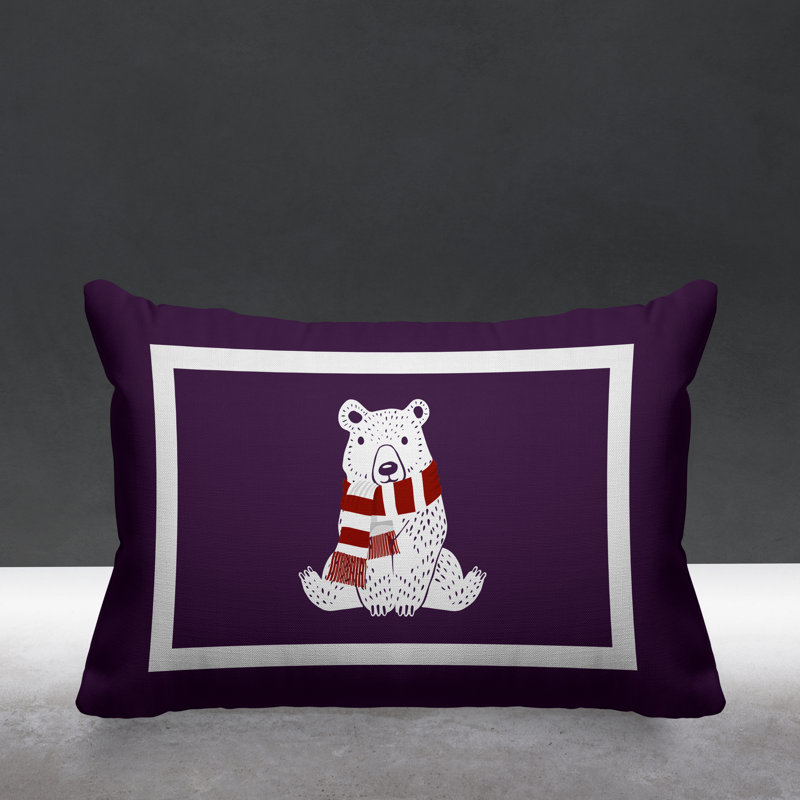 Coussin intérieur / extérieur Folk Christmas Bear, Mauve
