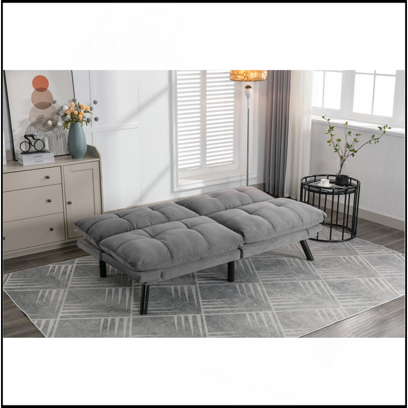 Convertible Folding Modern Sofa Bed, Light Gray
