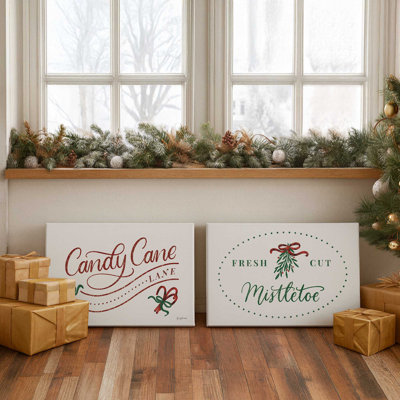 Candy Cane Lane, set of  2 Canvas Art Prints