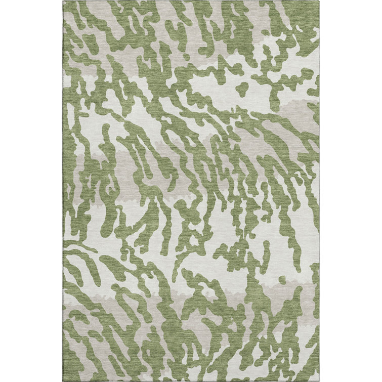 Premium Machine Washable Prisco Green Rug