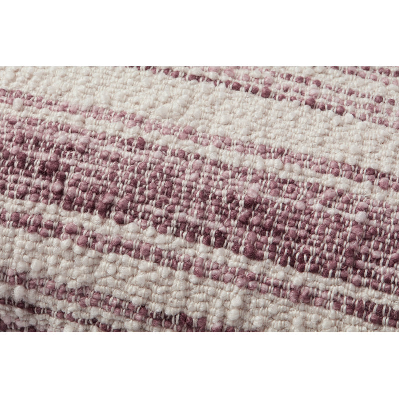 Burgundy and Ivory Striped Polyester Lumbar Pillow Cover 13" x 21"