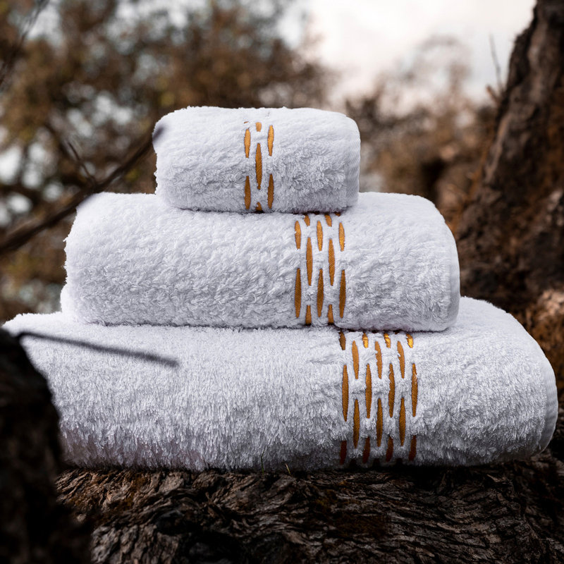 Alhambra Towel, Bath Sheet, White/Gold