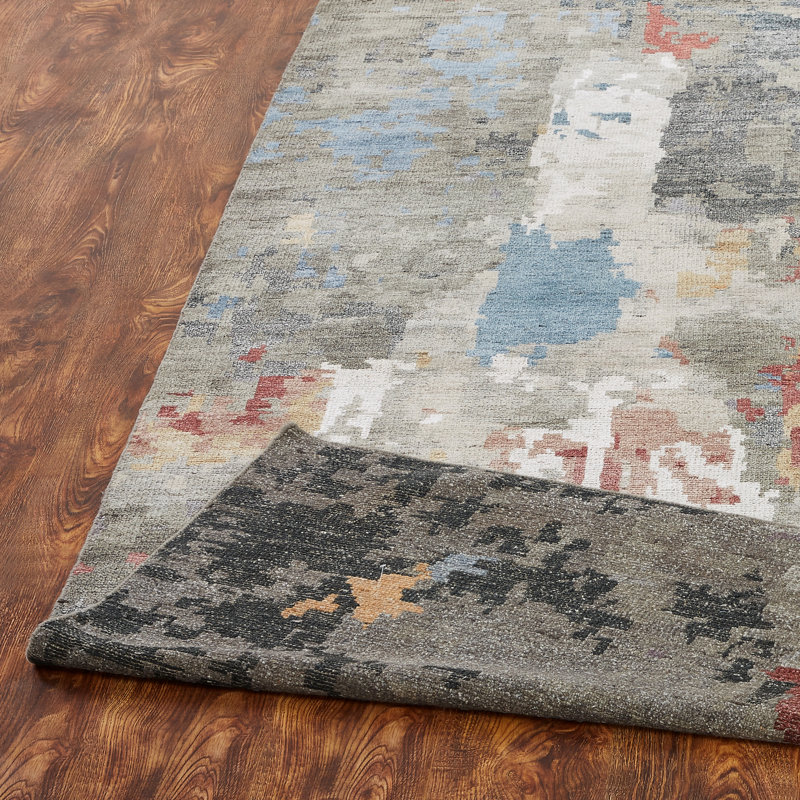 Aurora Drift Hand Knotted Abstract Area Rug, Rectangle 10' x 14'