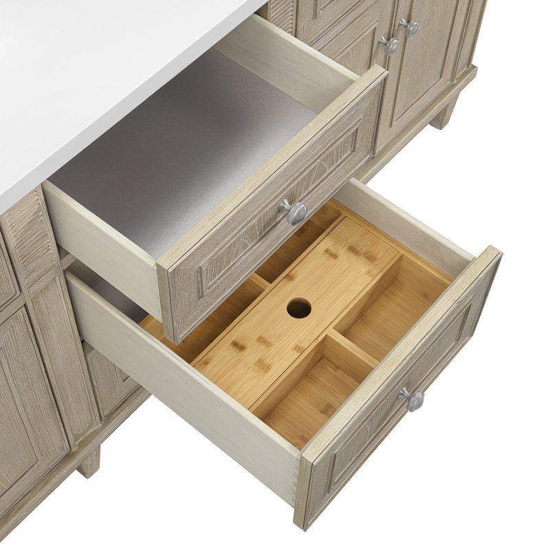 Lorelai 72" Double Vanity W/FreePower Wireless Charger, Whitewashed Oak, Siberian