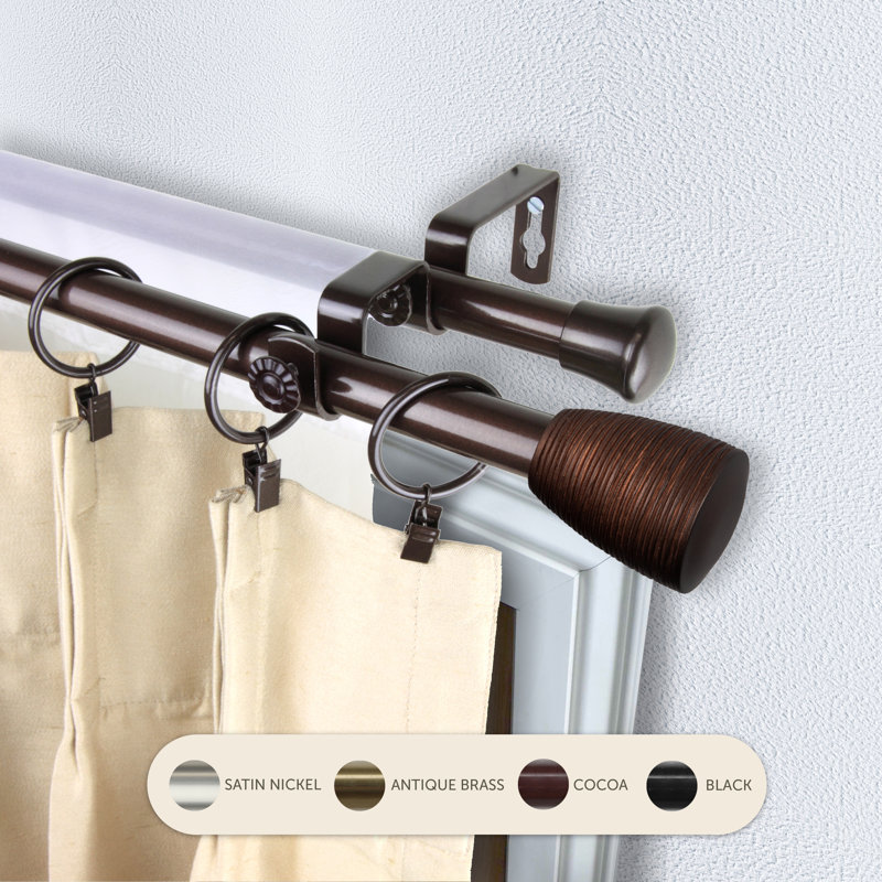 Tringle à rideaux double Tarzan, 28" – 48", Cacao