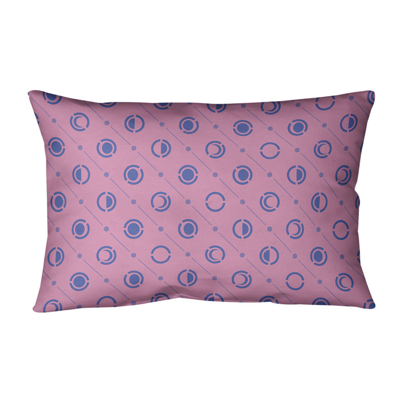 Coussin lombaire Moon phases, H 14 po x l 20 po, Pas de bourre, Rose/bleu marine