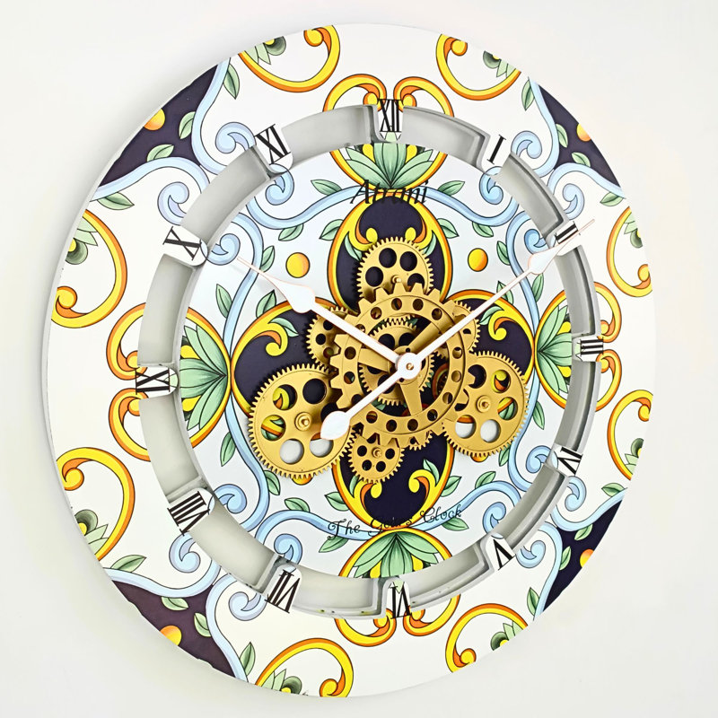Atrani 24-Inch Round Wall Clock with Moving Gears