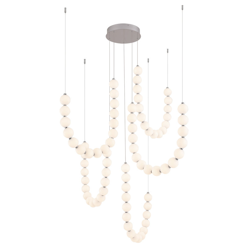 Akoya 80 Light Silver dimmable LED Chandelier, Chrome, 5 Head Chandelier