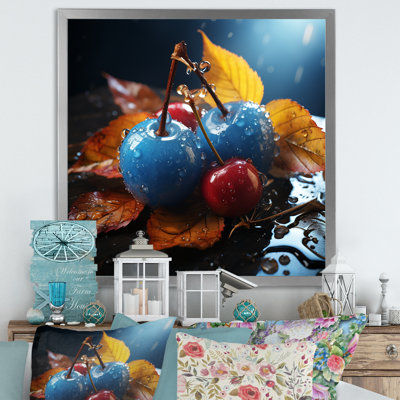 «Blue Autumnal Cherry Glass» - art mural cerise