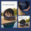Lit à baldaquin rond en rotin toutes saisons avec auvent rétractable et table basse relevable - Bleu marine-129200419