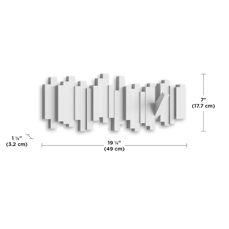 Plastic Wall 5 - Hook Coat Rack, White