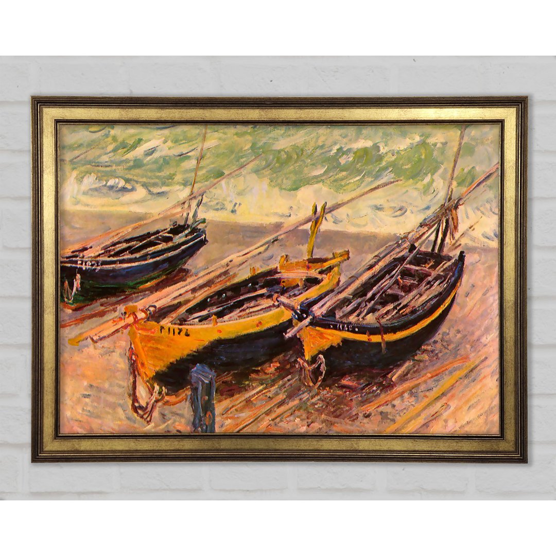 Dock von Etretat (Drei Fischerboote) von Monet - Einzelne Bilderrahmen Kunstdrucke