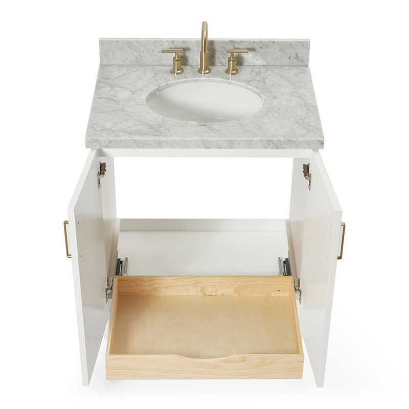 ARIEL TAYLOR 31 IN RECTANGLE SINK VANITY, White, Oval
