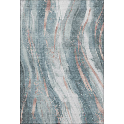 Premium Machine Washable Slesnick AMF1676 Swirls Rug