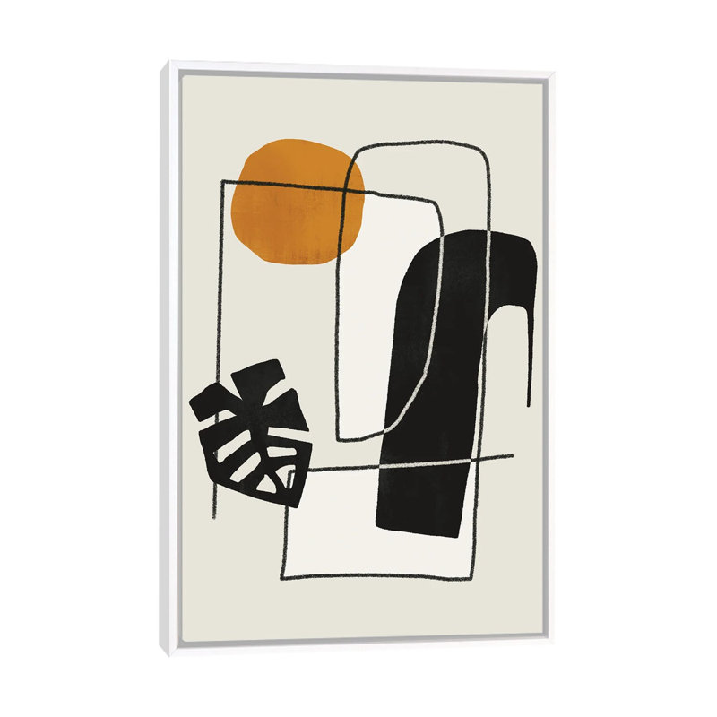«Abstract Shape Ochre Leaf II», reproduction d'art sur toile encadrée, Toile à cadre flottant sans passe-partout, Blanc