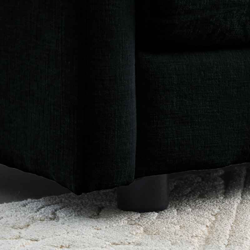 5 modulaires avec repose-pieds réversible, style en U, chenille, canapé modulaire moderne noir, 2 repose-pieds, 5, salon en chenille