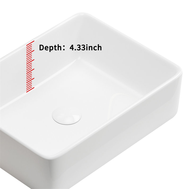 Lavabo de salle de bain vasque rectangulaire 19 pouces