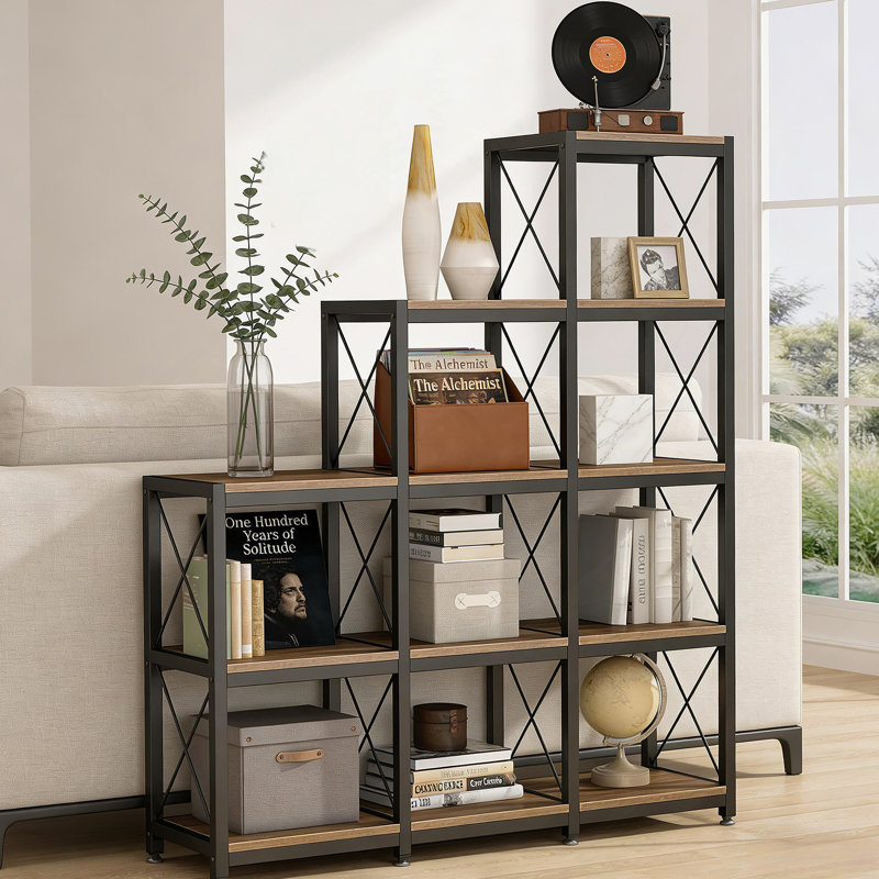 Étagère d'angle, étagère en échelle, bibliothèque en forme de L