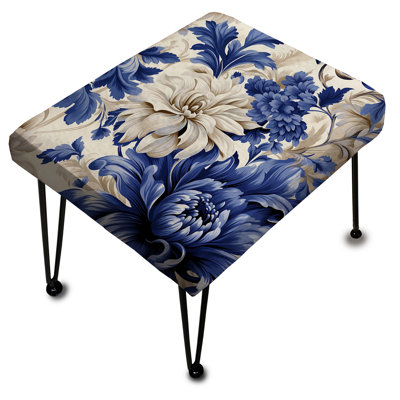 Repose-pieds Cobalt Blue Victorian Brocade