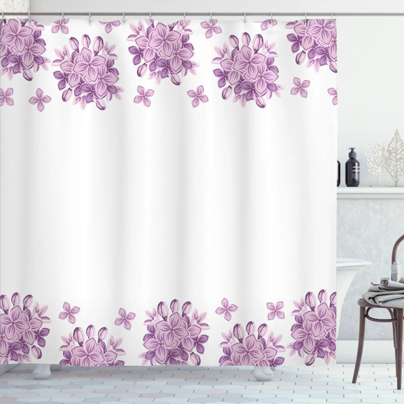 Floral Shower Curtain with Hooks Included, 75" H x 69" W