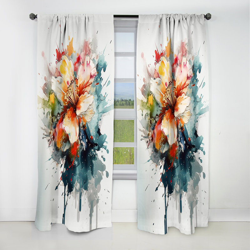 Jule - Rideau Lily - Rideau occultant à motif floral - 1 panneau, L 52 po x L 84 po